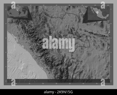 Durango, state of Mexico. Elevation map colored in wiki style with ...