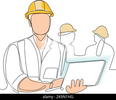 construction manager and engineer working on building site. Vector ...