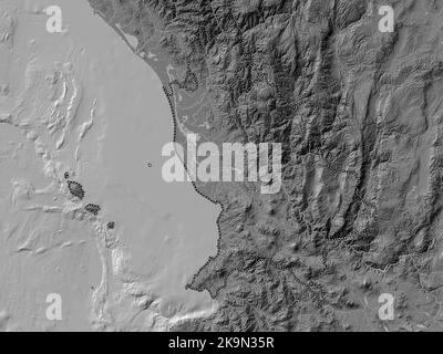 Nayarit, state of Mexico. Bilevel elevation map with lakes and rivers Stock Photo