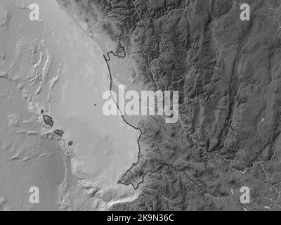 Nayarit, state of Mexico. Grayscale elevation map with lakes and rivers Stock Photo