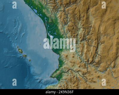 Nayarit, state of Mexico. Colored elevation map with lakes and rivers Stock Photo