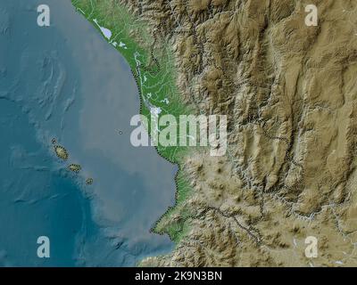 Nayarit, state of Mexico. Elevation map colored in wiki style with lakes and rivers Stock Photo