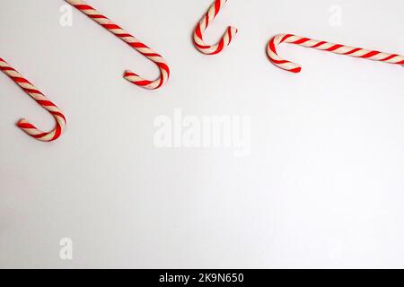 background for Christmas. christmas lollipops on a white background Stock Photo