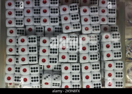 Mahjong tiles at Biu Kee Mah-Jong in Jordan. The old mahjong tile shop is forced to close at the end of October as it is evicted by the Buildings Department.13OCT22 SCMP/ Edmond So Stock Photo