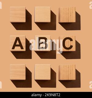 ABC letters on cubes on wood table. High quality photo Stock Photo