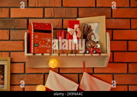 holiday paraphernalia. New Year . toys . lights. Christmas tree . holiday Stock Photo