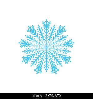 Elegant blue lacy vector snowflake on white backgrund. Stock Vector