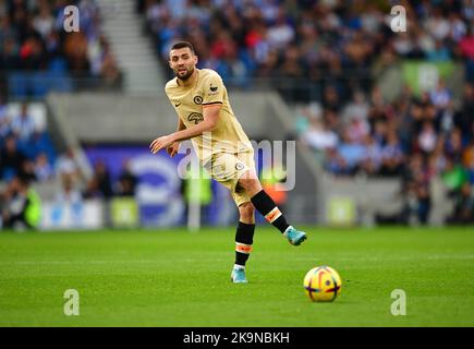 Brighton, UK. 29th Oct, 2022. Mateo Kovacic of Chelsea during the Premier League match between Brighton & Hove Albion and Chelsea at The Amex on October 29th 2022 in Brighton, England. (Photo by Jeff Mood/phcimages.com) Credit: PHC Images/Alamy Live News