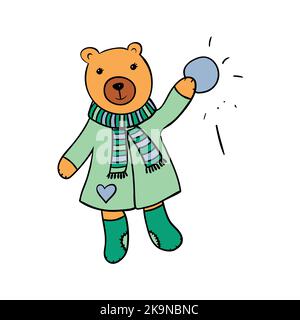 Cartoon bear character in striped t-shirt Vector Image