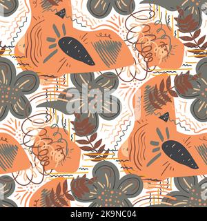 Seamless vector background of abstract shapes and lines. Abstract creative pattern for poster, banner, fabric, textile, stationery, flyer, invitation, Stock Vector