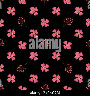 Seamless vector background with colorful floral elements. Stock Vector
