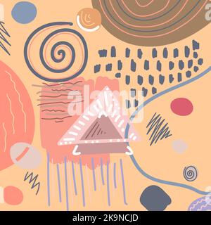 Abstract pattern with triangles, lines, blots and other shapes Stock Vector