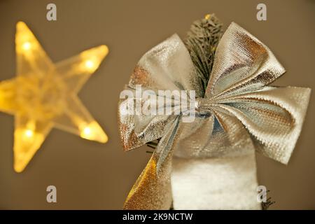 holiday paraphernalia. New Year . toys . lights. Christmas tree . holiday Stock Photo