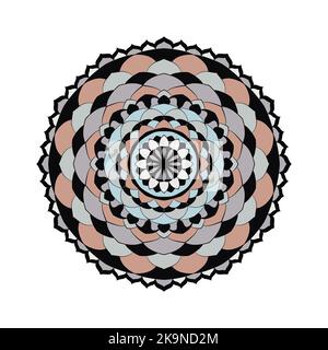 Round ornamental vector pattern on white background. Colorful mandala ornament. Stock Vector