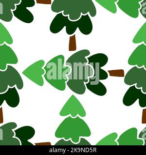 Vector seamless pattern of stylized Christmas trees. Decorative winter background. Stock Vector