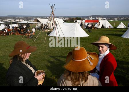 Rakovnik, Czech Republic. 29th Oct, 2022. Historical reenactment of the conquest of the St. Giles Church, part of the Battle of Rakovnik in 1620 within the Thirty Years' War, was held on October 29, 2022, in Rakovnik, Czech Republic. On the photo is seen a part of period military camp. Credit: Ondrej Deml/CTK Photo/Alamy Live News Stock Photo