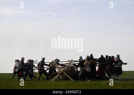 Rakovnik, Czech Republic. 29th Oct, 2022. Historical reenactment of the conquest of the St. Giles Church, part of the Battle of Rakovnik in 1620 within the Thirty Years' War, was held on October 29, 2022, in Rakovnik, Czech Republic. Credit: Ondrej Deml/CTK Photo/Alamy Live News Stock Photo