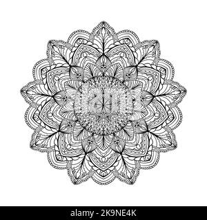 Lacy mandala for ault coloring book pages, stickers, cards. Beautiful snowflake for winter, New Year and Christmas design. Round pattern Stock Vector