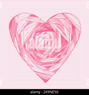 Abstract background with grunge heart shape of thin lines Stock Vector