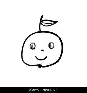 Funny apple. Vector illustration in cartoon style. Coloring book element. Stock Vector