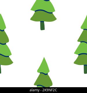 Vector seamless pattern of stylized Christmas trees. Decorative winter background. Stock Vector
