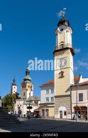 Banska Bystrica, Slovakia - 28 September, 2022: vchurches in the historic city center of Banska Bystrica Stock Photo