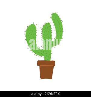Vector illustration of cactus in foral pot. Houseplant on white background Stock Vector