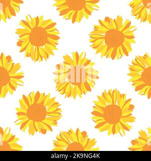 Seamless pattern with bright sunflowers Stock Vector