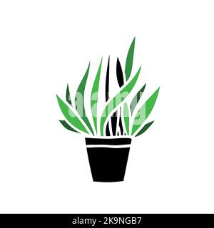 House plant in floral pot. Vector illustration Stock Vector