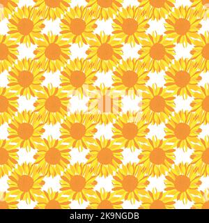 Seamless pattern with bright sunflowers Stock Vector
