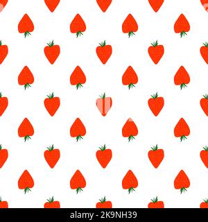 Seamless vector decorative pattern with red strawberries. Stock Vector