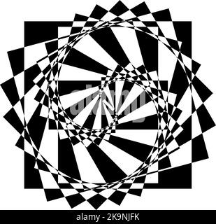 Abstract background. Black and white spiral optical illusion. Stock Vector