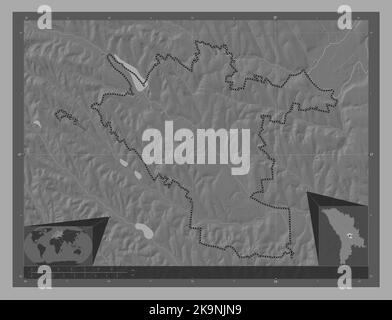 Chisinau, city of Moldova. Bilevel elevation map with lakes and rivers. Corner auxiliary location maps Stock Photo