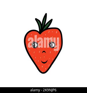 Cartoon strawberry. Vector illustration. Fruit with eyes and smile Stock Vector