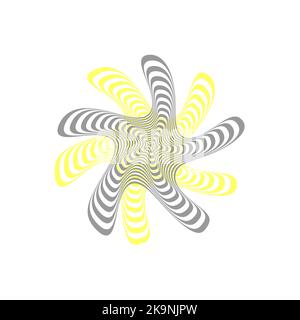 Optical illusion. Abstract vector shape in grey and yellow colors. Stock Vector