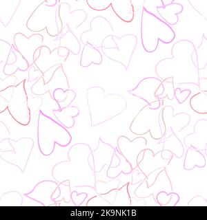 Seamless decorative pattern with pink hearts. Abstract background for textile, paper, stationery, fabric design. Stock Vector