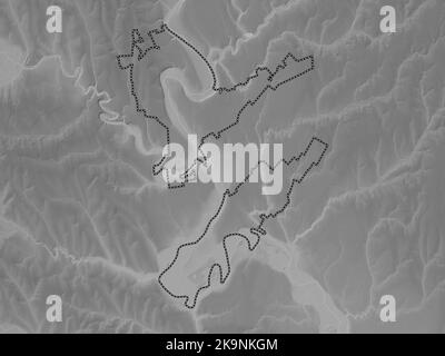 Dubasari, district of Moldova. Grayscale elevation map with lakes and rivers Stock Photo