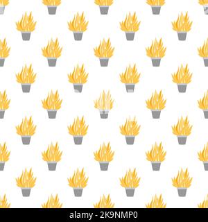 Seamless pattern with houseplants in floral pots. Botanical background. Stock Vector