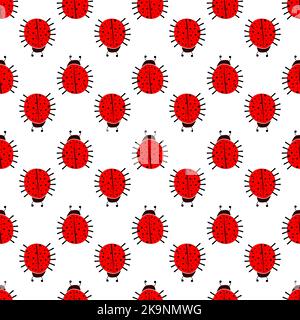 Seamless pattern with red ladybugs. Decorative background. Stock Vector