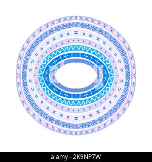 Abstract ornament in circle. DEcorative design element. Ethnic style ornamental shape on white background. Colorful doodle round detail. Stock Vector