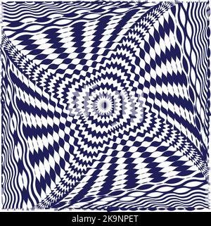 Optical Illusion. Abstract background. Striped wavy distorted texture for design. Twisted line pattern. Stock Vector