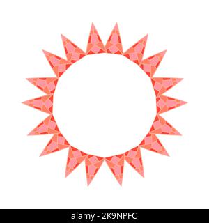 Round frame with geometric pattern. Colorful mosaic border Stock Vector