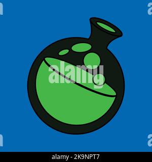 Test tube with green liquid flat design icon - vector illustration Stock Vector