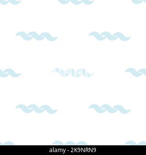 Vector seamless pattern. Abstract background with hand drawn blue wavy elements. Decorative texture for textile, fabric, stationery, prints, web desig Stock Vector