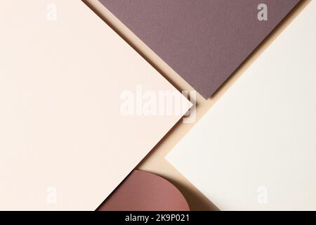 Abstract color papers geometry composition background with beige and brown tones Stock Photo