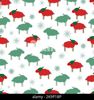 Abstract seamless background with sheep, vector design element Stock Vector