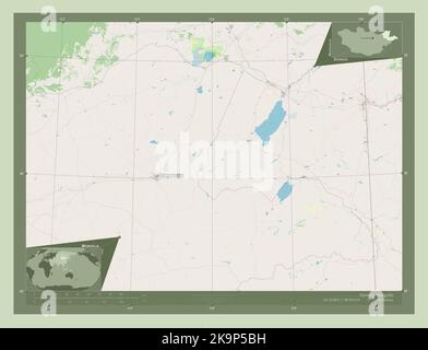 Dornod, province of Mongolia. Open Street Map. Locations and names of major cities of the region. Corner auxiliary location maps Stock Photo