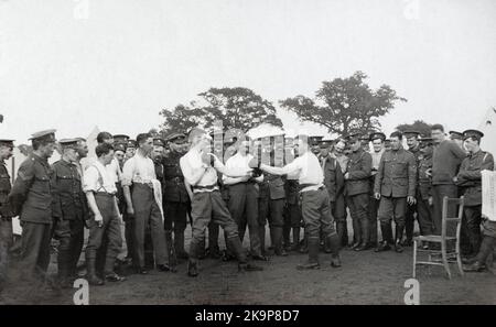 An army boxing match to entertain the troops during the First World War. Stock Photo