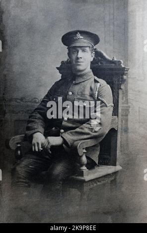 A First World War era picture of a signaller in the Royal Field Artillery. Stock Photo