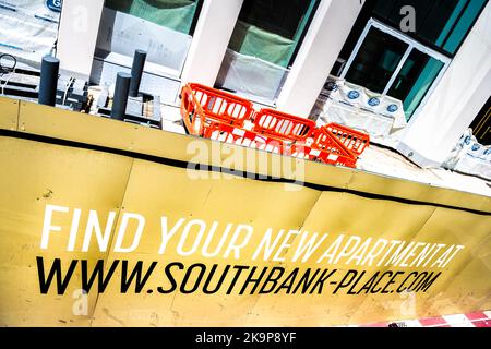 London, United Kingdom - June 22, 2018: York street Lambeth city with Southbank place apartment construction sign for luxury housing UK living Stock Photo